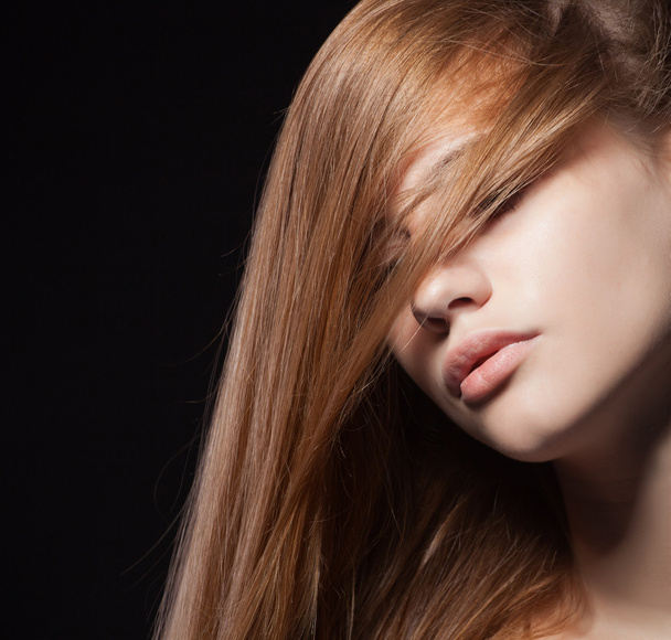Beautiful hair, portrait of young girl - 写真・画像