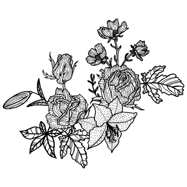ビンテージ ベクトル花要素 - ベクター画像