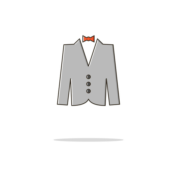 ジャケットと蝶ネクタイの色薄いライン アイコン。ベクトル図 - ベクター画像