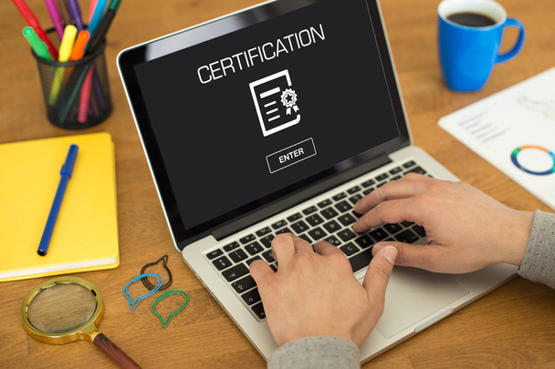 CERTIFICATION CONCEPT  on screen  - Photo, Image