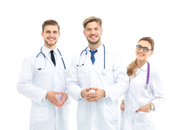 Portrait of an assertive medical team against a white background - Photo, image