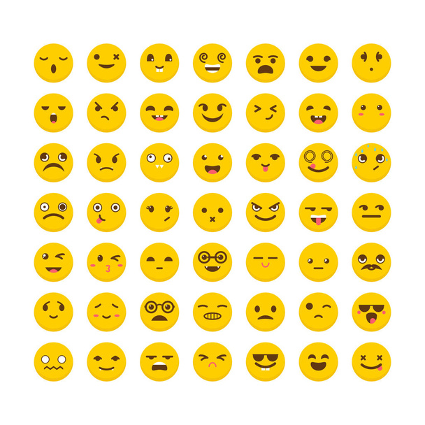 Conjunto de emoticonos. Gran colección con diferentes expresiones. Corte
 - Vector, imagen