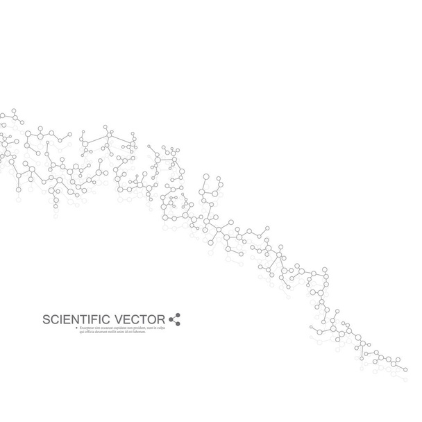 Molekül DNA und Neuronen-Vektor. Molekularstruktur. verbundene Linien mit Punkten. genetische chemische Verbindungen. Chemie, Medizin, Naturwissenschaften, Technologiekonzept. geometrischer abstrakter Hintergrund. - Vektor, Bild