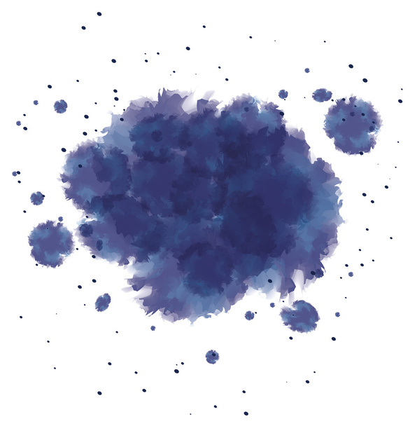 Dark blue watercolor ink splashes - Vector, Image