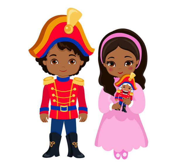 Ilustração de príncipe e princesa muito bonito que está segurando o quebra-nozes
. - Vetor, Imagem