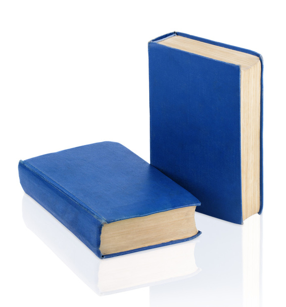 Dos viejos libros azules cerrados
 - Foto, imagen