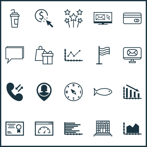 Conjunto de 20 iconos editables universales. Puede ser utilizado para el diseño web, móvil y de aplicaciones. Incluye elementos como la pesca, fuegos artificiales festivos, datos celulares y más
. - Vector, imagen