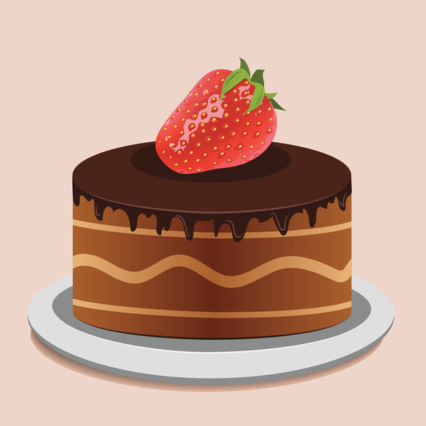 chocolate topping and fresh strawberry - Vector, afbeelding