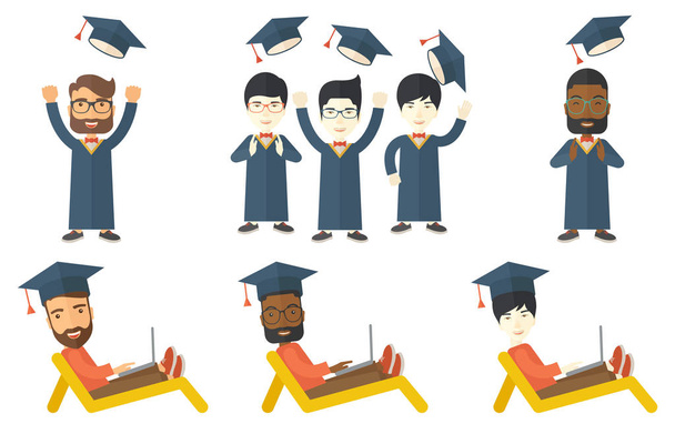 Vector set of graduate student characters. - Vector, Image