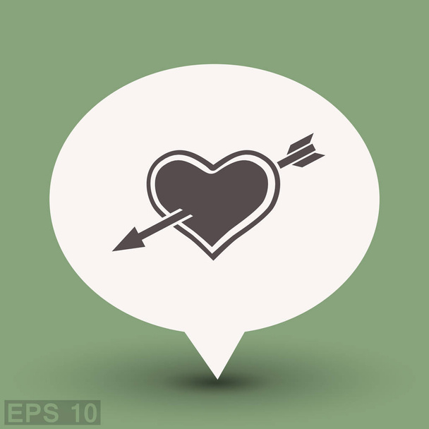Pictograph of heart with arrow - Vector, afbeelding