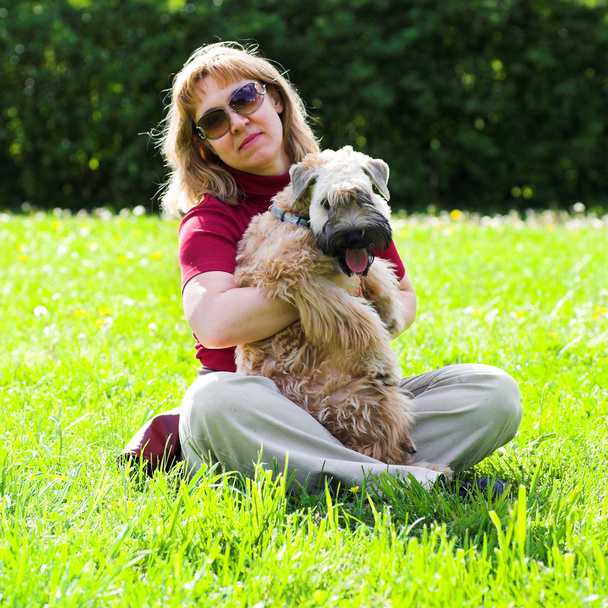 Terrier dog and woman - Fotografie, Obrázek