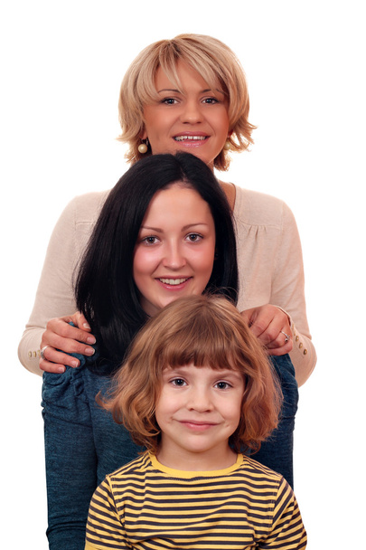 trzy pokolenia rodziny dziewczynki nastoletnie dziewczyny i kobiety - Zdjęcie, obraz