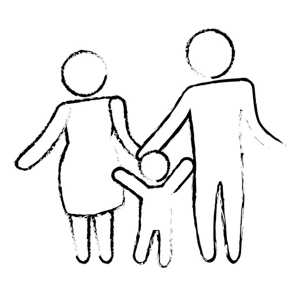 traditionele familie pictogramafbeelding - Vector, afbeelding