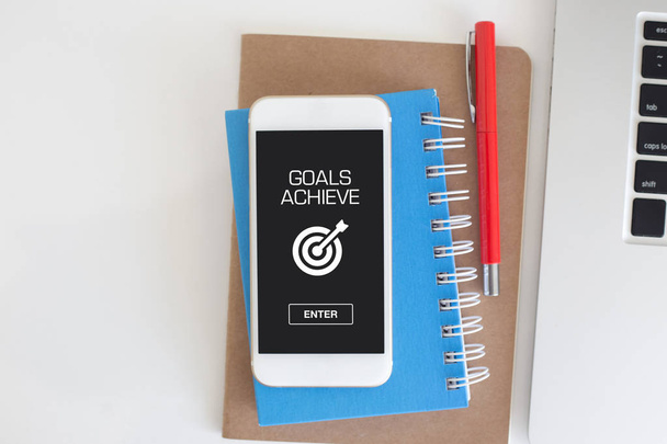 GOALS ACHIEVE CONCEPT on screen - Photo, Image