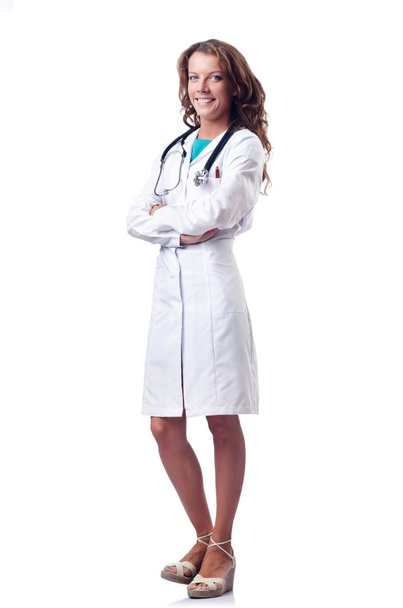attraktive Ärztin isoliert auf weiß - Foto, Bild