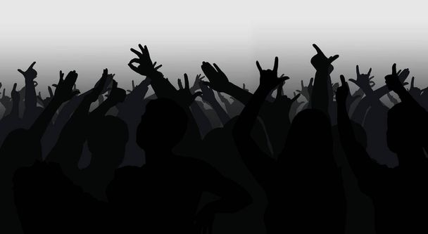 Силуэты толпы с поднятыми руками
 - Фото, изображение