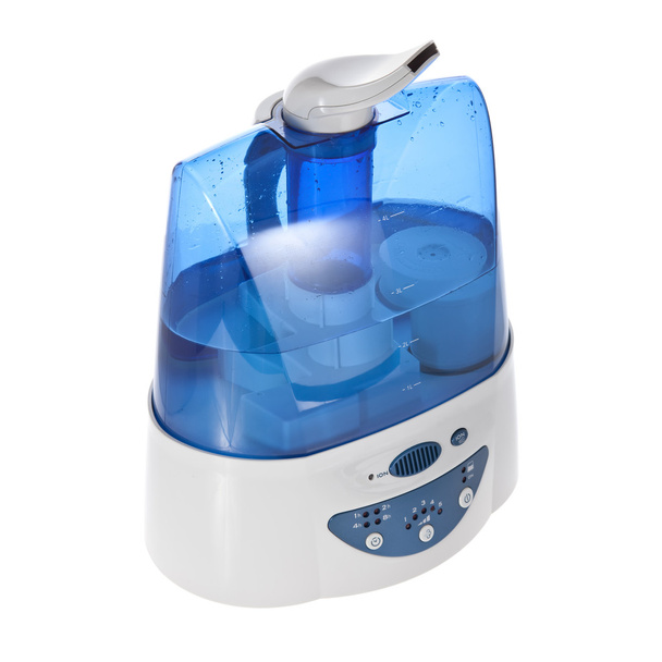 Umidificador com purificador de ar iônico isolado em fundo branco
 - Foto, Imagem