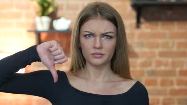 Thumbs Down By Beautiful Young Girl, Portrait - Footage, Video