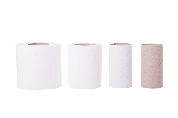 Последовательность рулонов туалетной бумаги от новых до пустых
 - Фото, изображение