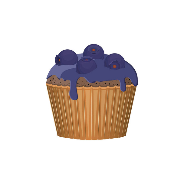 Isolated blueberry cupcake design - Vector, Image