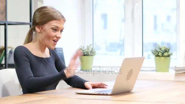 Online Video chat by Girl on Laptop - Footage, Video