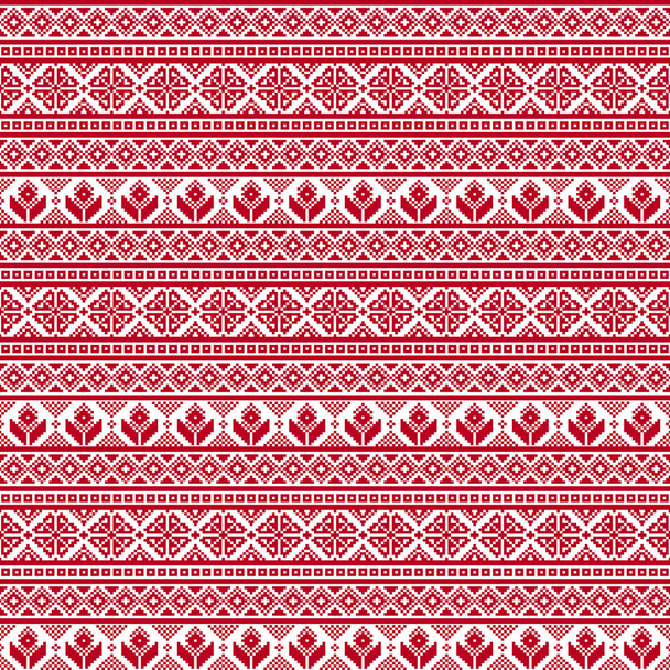 nahtloser Stoff. Pixel. Frohe Weihnachten und ein gutes neues Jahr! der Anlass. weiß, rot. Ornament. Hintergrund, Geschenkverpackung, Design, Muster, Website-Hintergrund. Aktienvektor. - Vektor, Bild