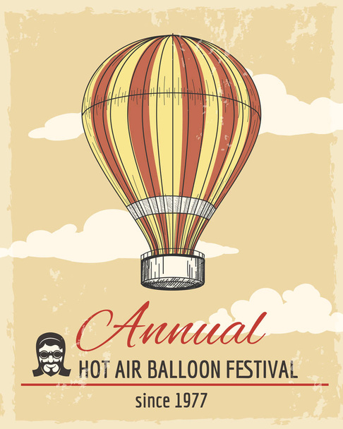 Annual festival of ballooning retro poster - Vector, Image