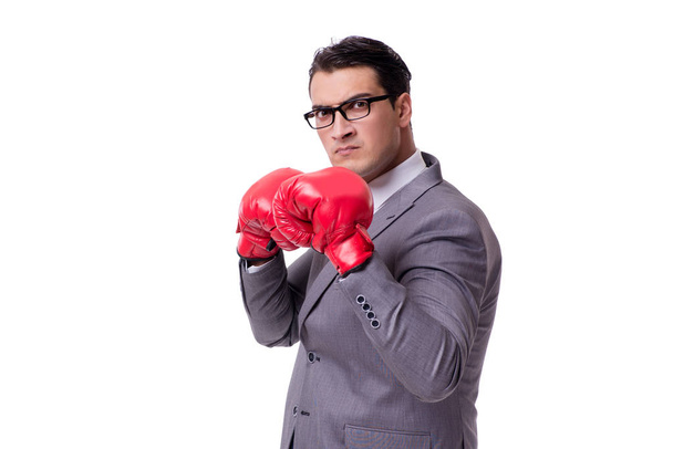 Businessman boxing isolated on the white background - Foto, Bild