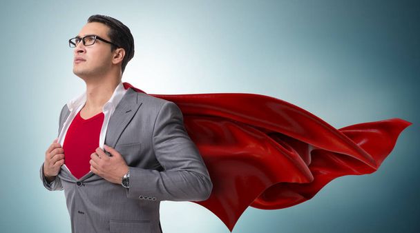 Podnikatel v konceptu superhrdina s červeným krytem - Fotografie, Obrázek