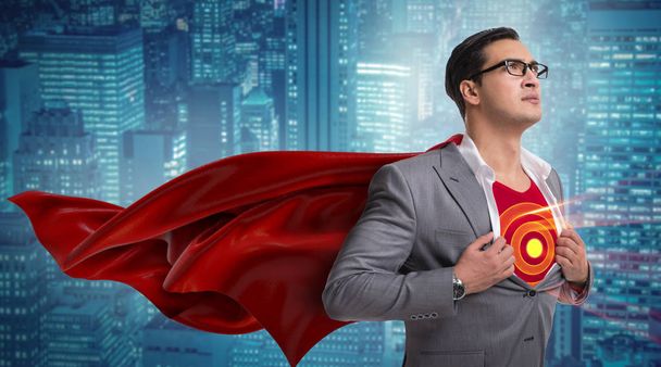 Homme d'affaires dans le concept de super-héros avec couverture rouge
 - Photo, image
