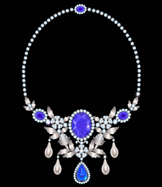 necklace with amethyst - Διάνυσμα, εικόνα