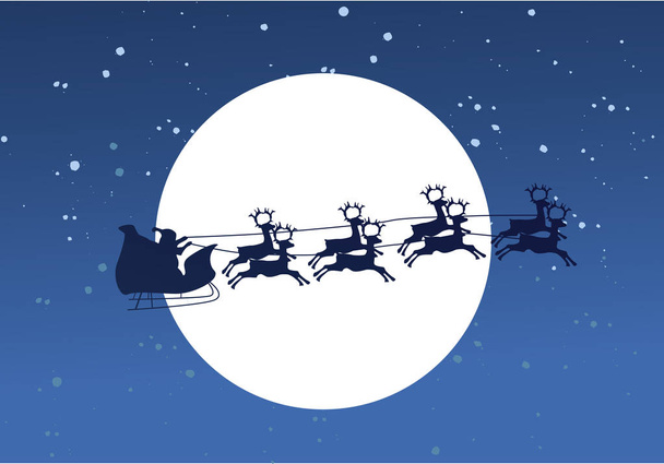 Sylwetka Ilustracja Latający Mikołaj i Boże Narodzenie reniferów - Wektor, obraz