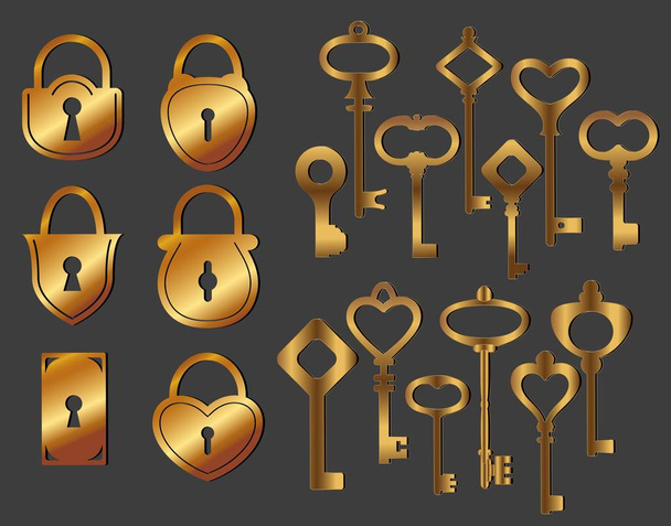 Set of lock and key icons. Vector illustration - Vektori, kuva