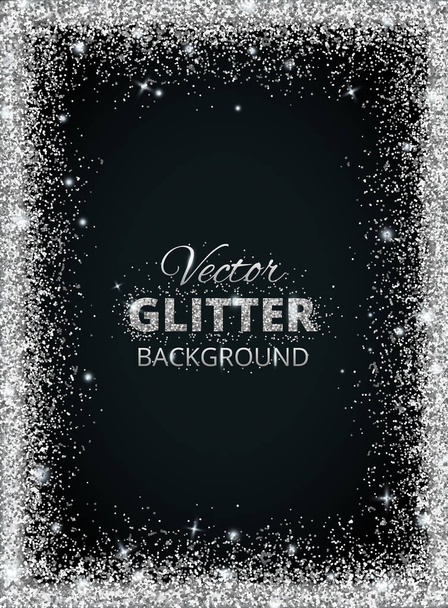 Shiny background with silver glitter frame and space for text - Vektor, Bild