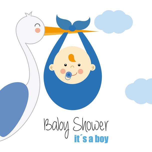  Stork with baby boy - Vector, Image
