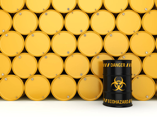 3D rendering biohazard barrels - Zdjęcie, obraz