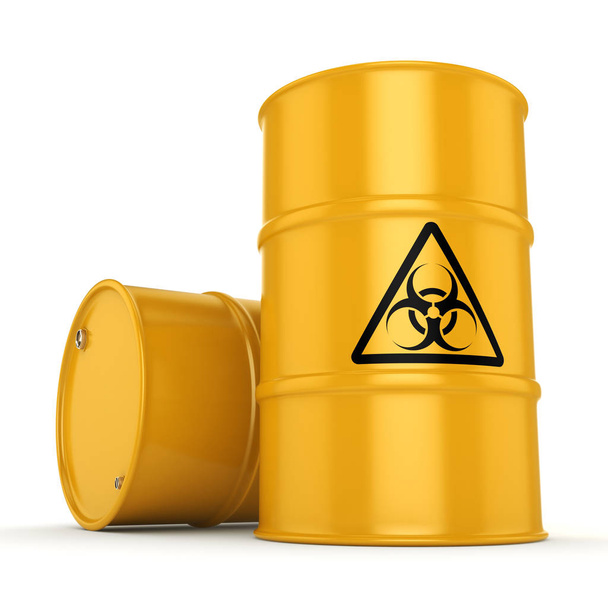 3D rendering biohazard barrels - Photo, Image