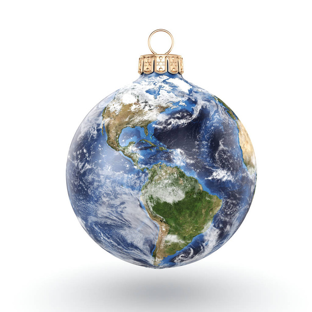 3D rendering Christmas ball Planet Earth - Fotó, kép