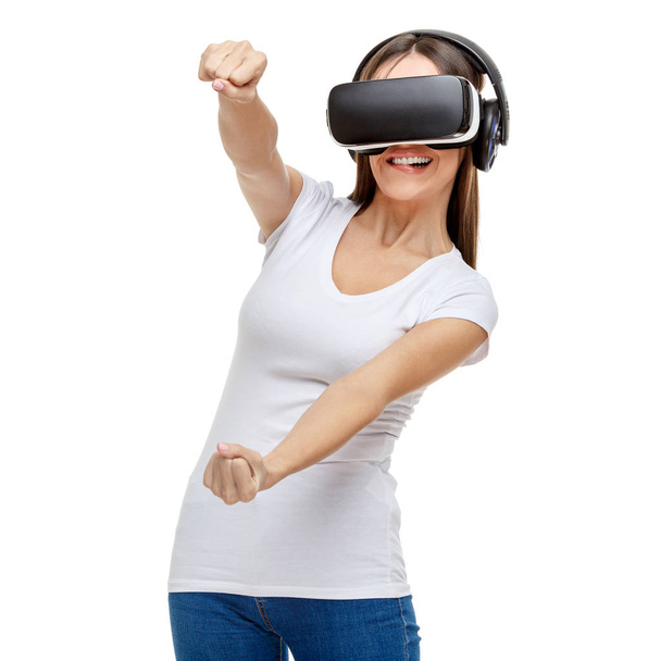 Woman with virtual reality goggles - Foto, Imagem