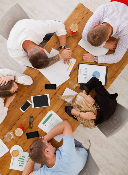 Group of business people exhausted sleep in office, top view - Photo, Image