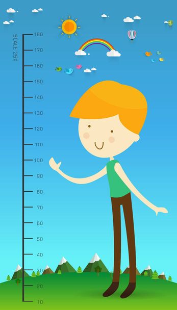 Meter wall with boy - Vector, Image