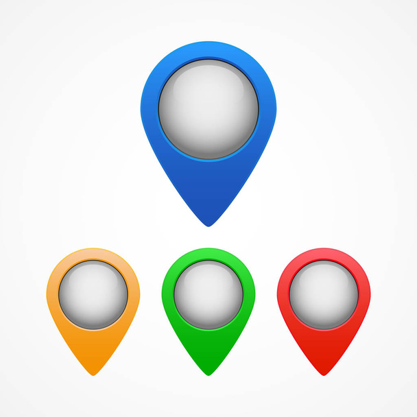 Set of colored map pointers - Vetor, Imagem