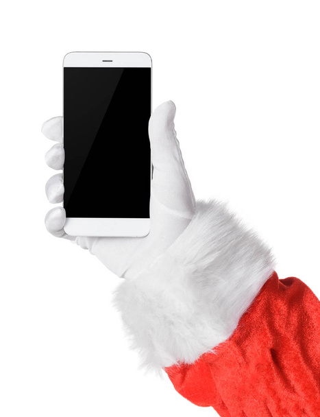 Santa holding smartphone - Foto, imagen