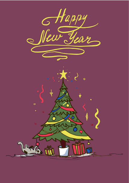                         Christmas card with Christmas tree - Φωτογραφία, εικόνα