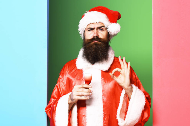 serious bearded santa claus man - Фото, изображение