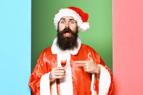 surprised bearded santa claus man - Foto, Bild