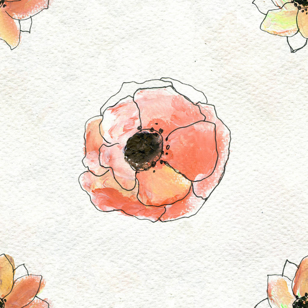 Seamless watercolor floral pattern - Foto, afbeelding