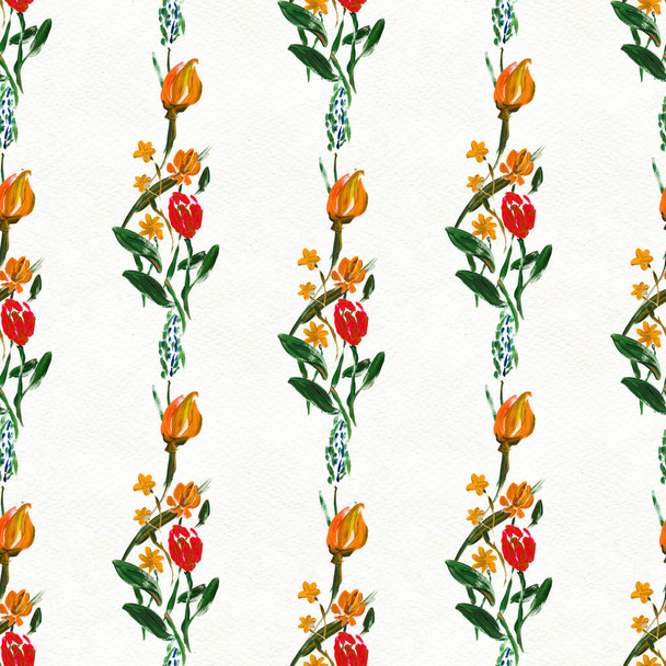 Seamless pattern with orange flowers - 写真・画像