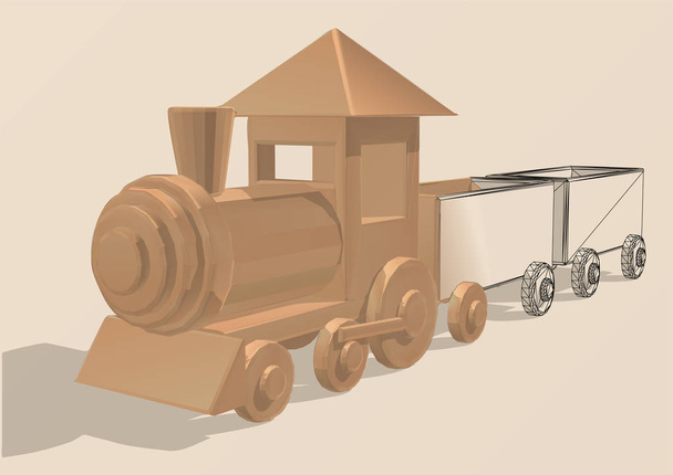 locomotora de juguete con vagones
 - Vector, imagen
