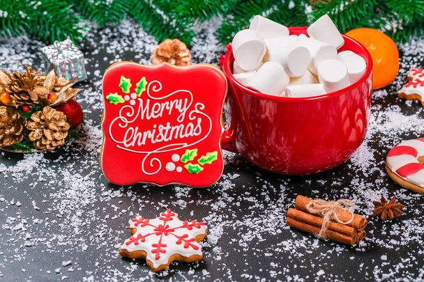 Christmas cookies and fir festive decoration - Fotó, kép